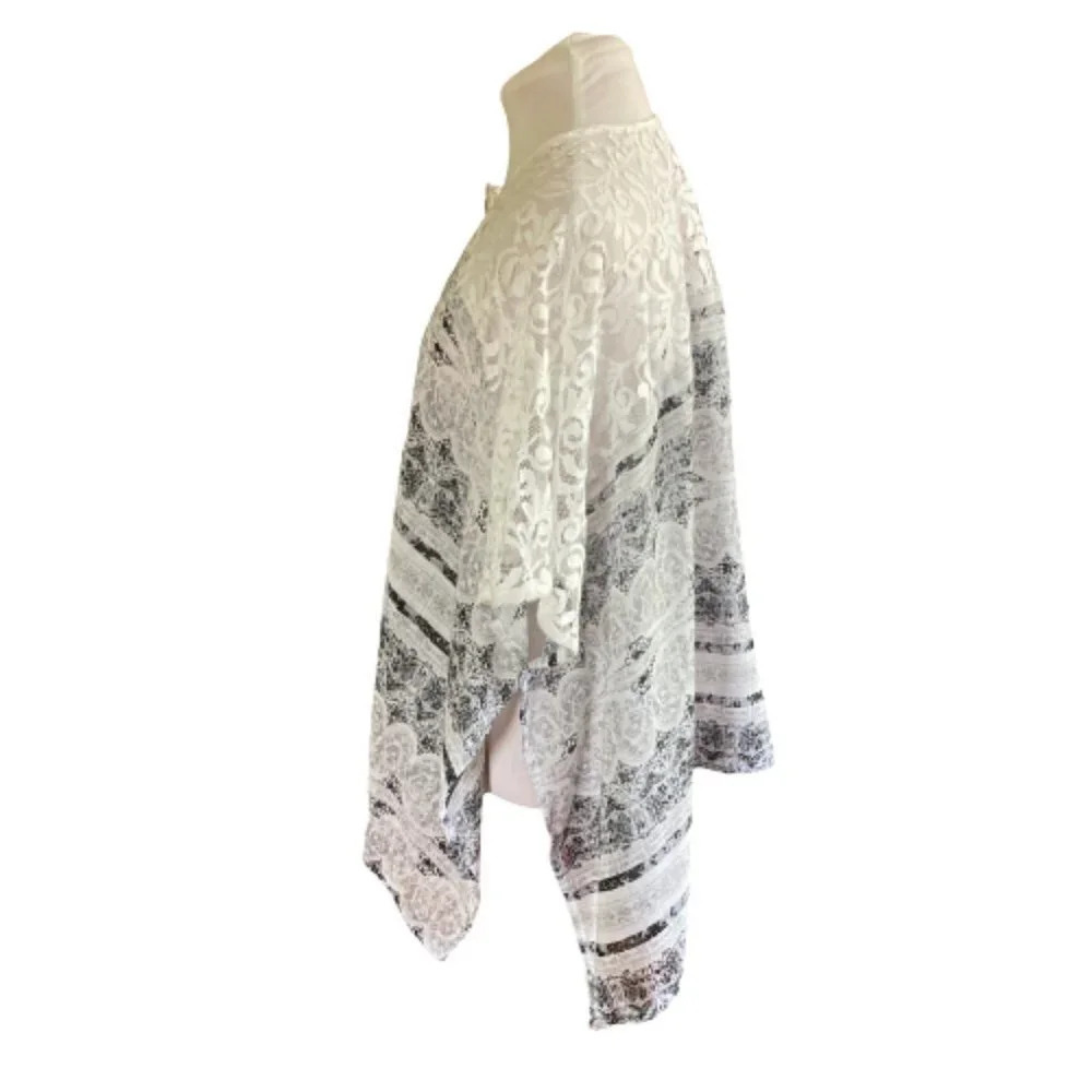 Nanette Lepore Beach Swim Cover-up, One Size, Lace Knit Kimono Ruana - Picture 3 of 8